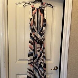 Vince Camuto Black, Pink, and White Geometric Maxi Dress